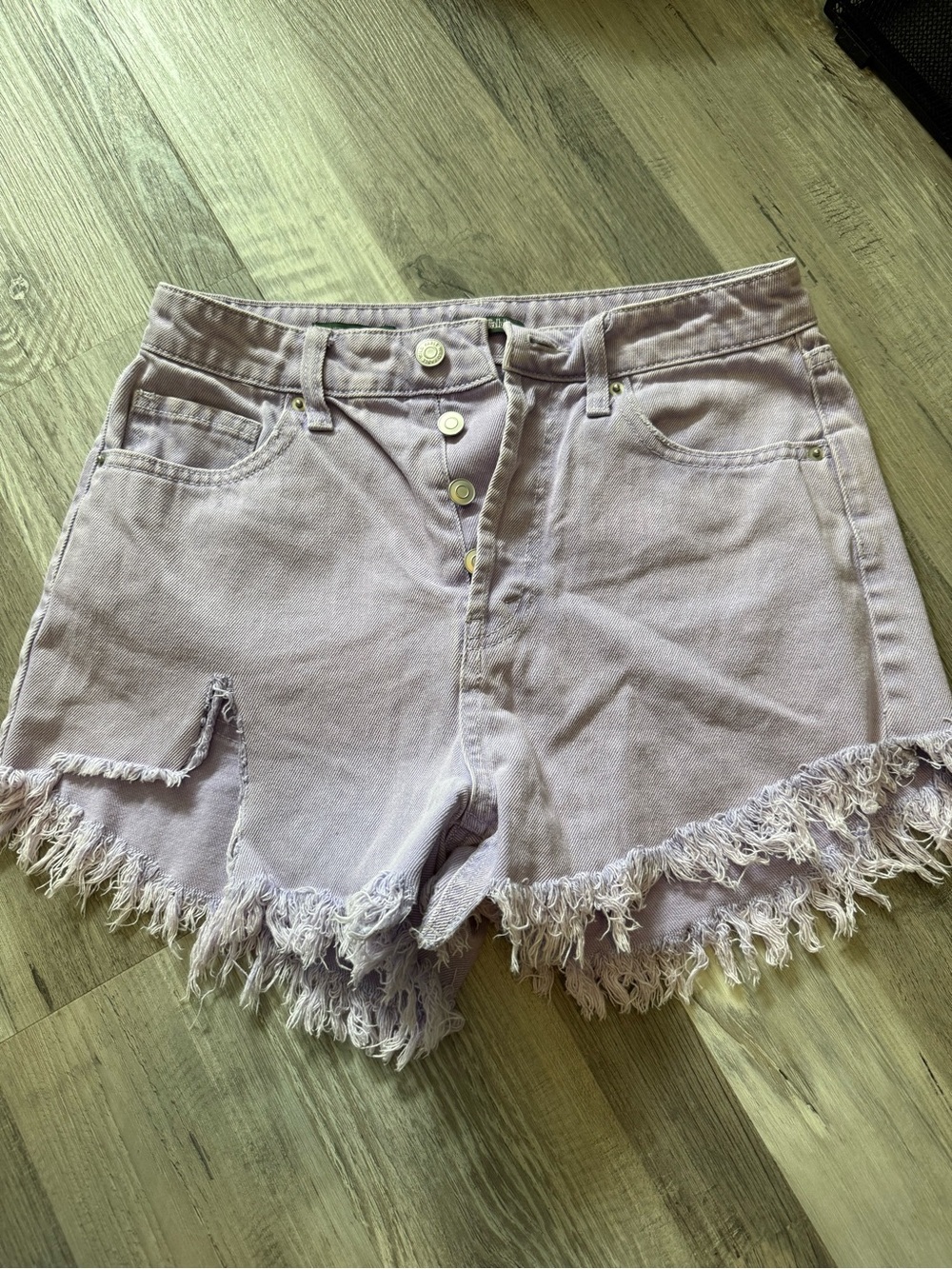Wild Fable High-Rise Lavender Denim Fringe Shorts